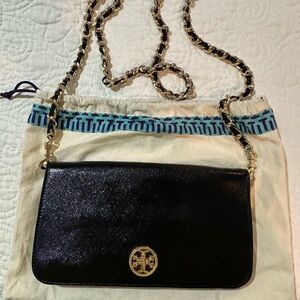 Tory Burch black patent crossbody/clutch